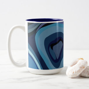 Tasse 2 Couleurs Demi-Cercles Bleus Géométrique Abstrait