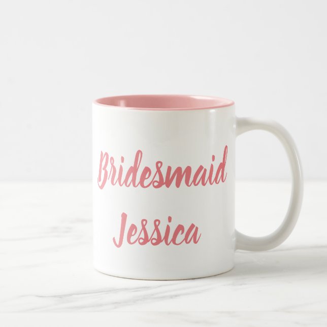 Tasse 2 Couleurs Demoiselle d'honneur Rose Élégant Écriture Cadeaux (Droit)