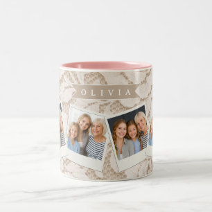 Tasse 2 Couleurs Dentelle d'ivoire personnalisée Mariage Élégant Vi