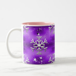 Tasse 2 Couleurs Des flocons d'argent à Noël pourri