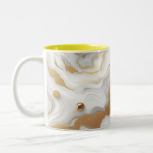 Tasse 2 Couleurs Design Arrière - plan en marbre blanc et mat or