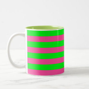 Tasse 2 Couleurs Design de bandes rose et verte