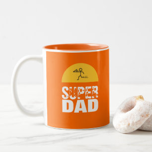 Tasse 2 Couleurs Design élégant "SUPER DAD" Voeux personnalisés