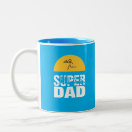 Tasse 2 Couleurs Design élégant "SUPER DAD" Voeux personnalisés
