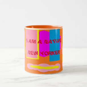 Tasse 2 Couleurs Design natif New-Yorkais rose bleu pâle orange