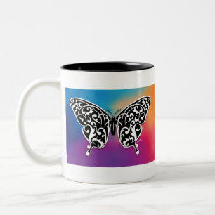 Tasse 2 Couleurs Design papillon avec couleurs coucher de soleil
