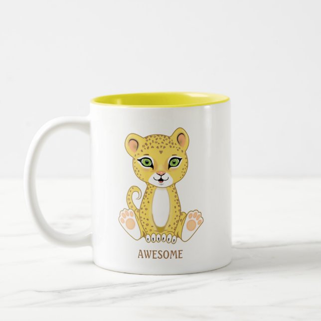 Tasse 2 Couleurs Dessin animalier Wild Young Leopard (Gauche)