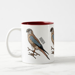 Tasse 2 Couleurs dessin animé d'oiseau-kestrel américain