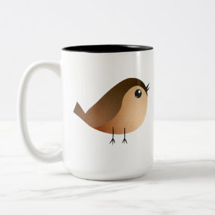 Tasse 2 Couleurs Dessin animé d'oiseau moineau mignon