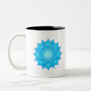 Tasse 2 Couleurs Dessin de lotus de verre bleu