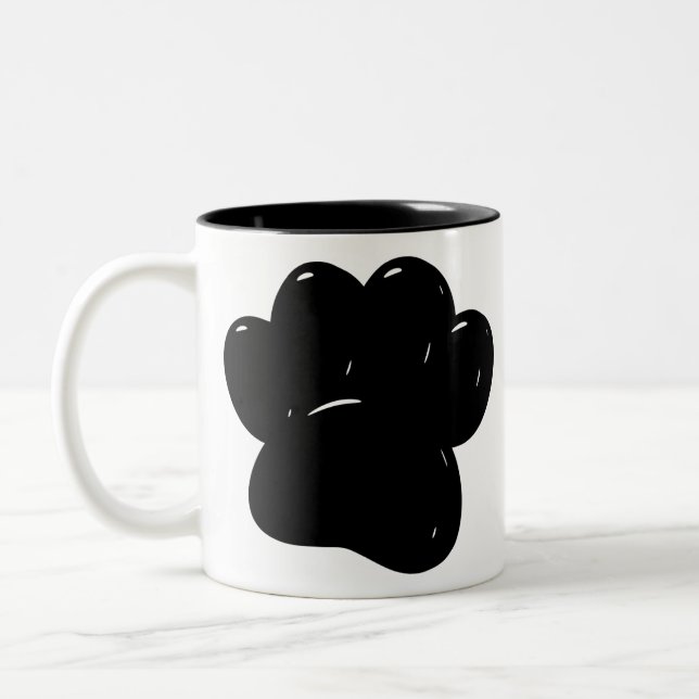 Tasse 2 Couleurs Dessin Empreinte de patte de chien brillant (Gauche)