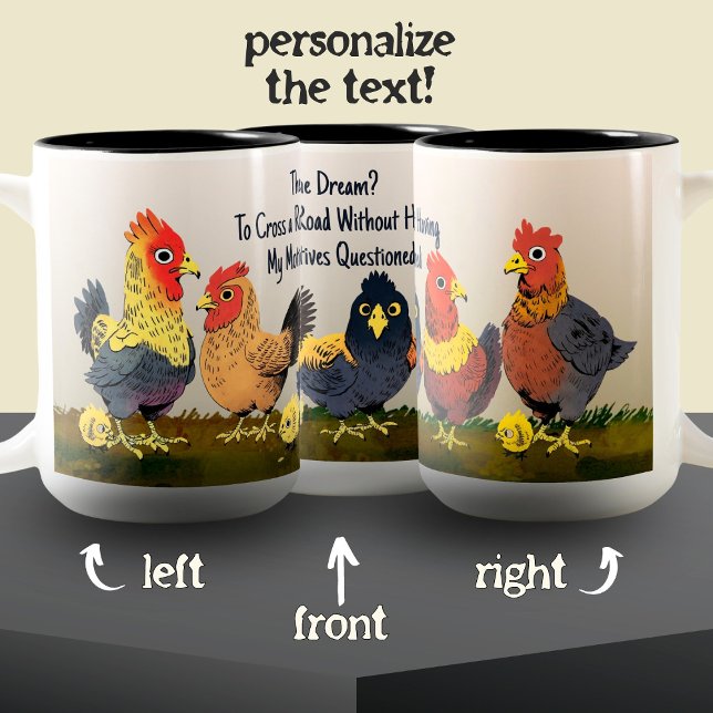 Tasse 2 Couleurs Dessin humoristique Poulet Drôle Phrase (Créateur téléchargé)