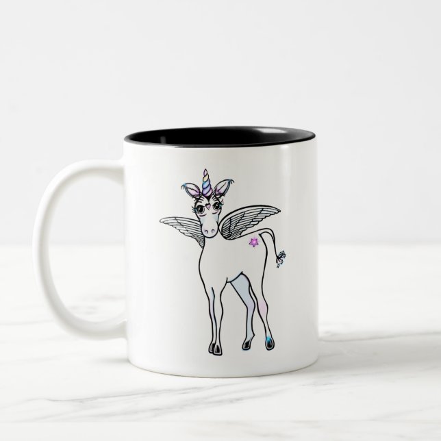 Tasse 2 Couleurs Dessin Unicorne mignon (Gauche)