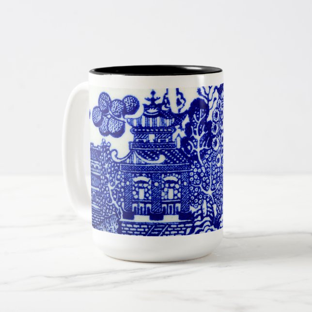 Tasse 2 Couleurs dessins de saule bleu (Devant gauche)