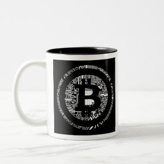 Tasse 2 Couleurs Détail de Bitcoin dans B&W