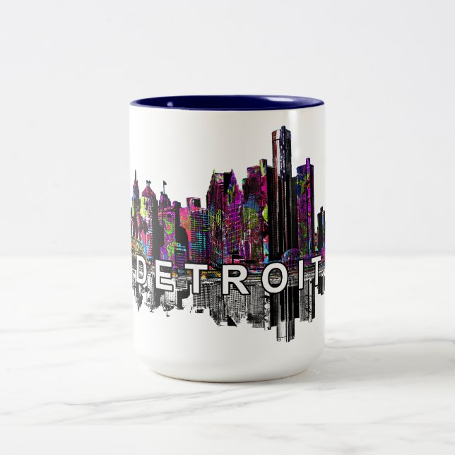 Tasse 2 Couleurs Detroit, Michigan en graffiti (Centre)