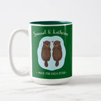 Tasse 2 Couleurs Deux adorables loutres mignonnes personnalisées Sa