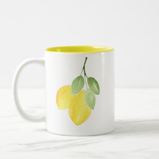 Tasse 2 Couleurs Deux citrons aquarelles (Gauche)