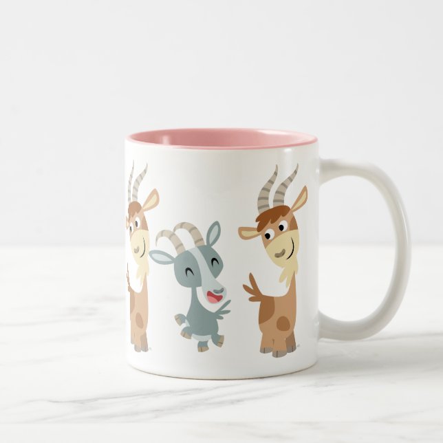 Tasse 2 Couleurs Deux Jolies chèvres caricaturales (Droit)