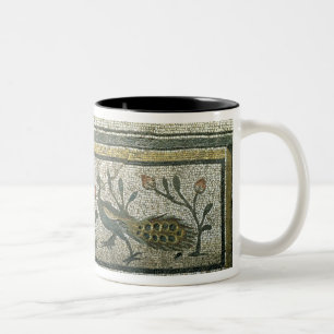 Tasse 2 Couleurs Deux paons, détail décoratif de frontière d'un