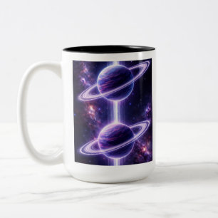 Tasse 2 Couleurs Deux planètes bleues et violettes 