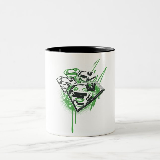 Tasse 2 Couleurs Déversements verts supergirl (Centre)