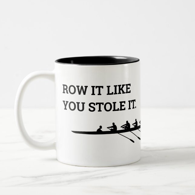 Tasse 2 Couleurs Devis d'équipage d'aviron personnalisé amusant (Gauche)