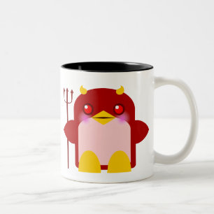 Tasse 2 Couleurs Diable de pingouin mignon Halloween
