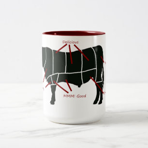 Tasse 2 Couleurs Diagramme de boucher de boeuf - boeuf délicieux
