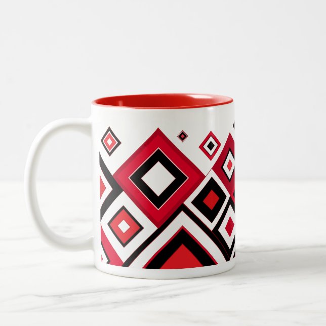 Tasse 2 Couleurs Diamants modernesRetro rouge-noir (Gauche)