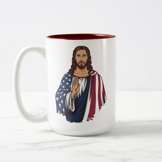 Tasse 2 Couleurs Dieu bénisse l'Amérique (Gauche)