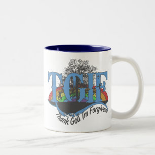 Tasse 2 Couleurs Dieu merci je suis pardonné TGIF