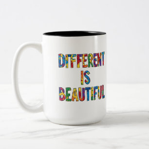 Tasse 2 Couleurs Different Is Beautiful - Sensibilisation sur l'aut