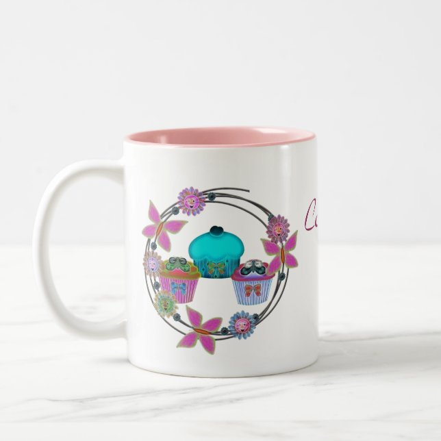 Tasse 2 Couleurs Dimanche de Cupcake (Gauche)