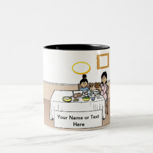 Tasse 2 Couleurs Dîner en famille, maman célibataire, 1 petite fill