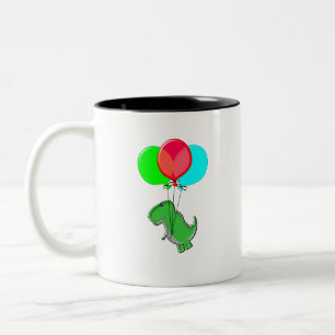 Tasse 2 Couleurs Dino Mignonne Et En Colère Volant Avec Des Ballons