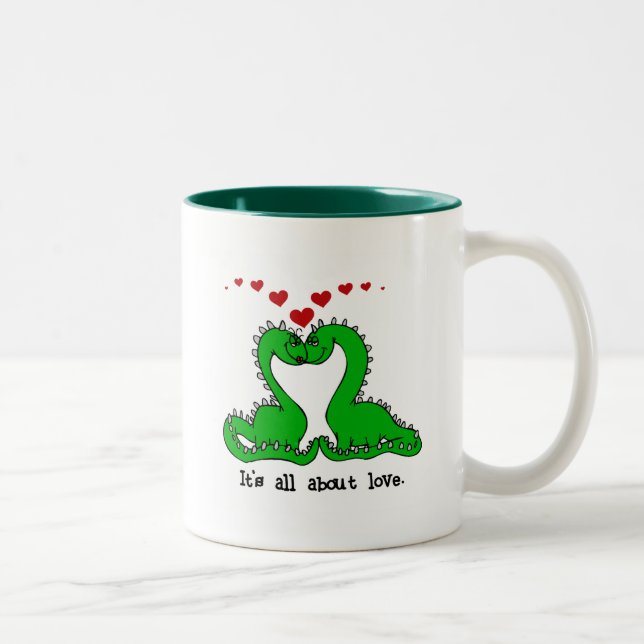 Tasse 2 Couleurs Dinosaur Valentine Love Tshirts et cadeaux (Droit)