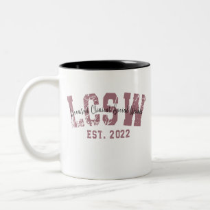 Tasse 2 Couleurs Diplôme LCSW 2022 Travail social clinique autorisé