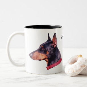 Tasse 2 Couleurs Doberman Chien visage photo personnalisée