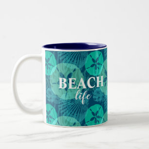 Tasse 2 Couleurs Dollars turquoises de sable et coquillages Vie de