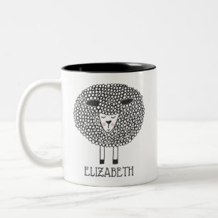 Tasse 2 Couleurs Doodle mouton personnalisé