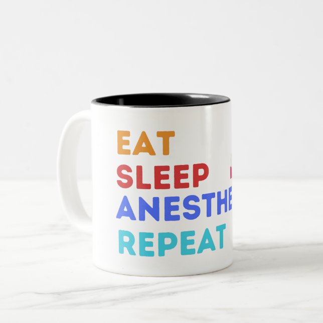 Tasse 2 Couleurs DORMIR ANESTHÉSIE RÉPÉTER - ANESTHÉSIE Deux TONS (Devant gauche)