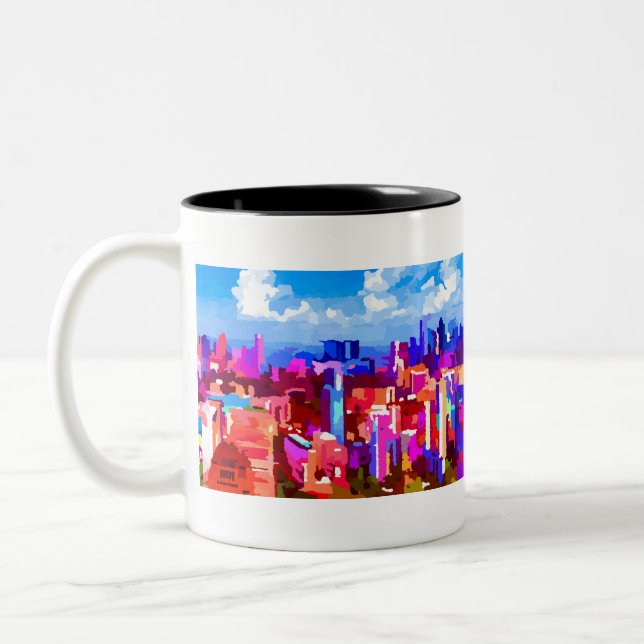 Tasse 2 Couleurs Downtown Singapore Skyline par Jon Baran (Gauche)