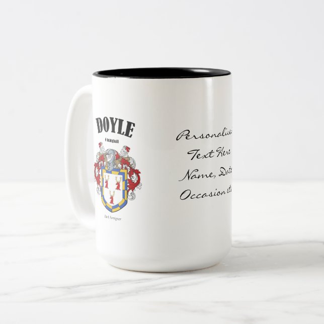 Tasse 2 Couleurs Doyle Family Crest, Traduction & Signification (Devant gauche)