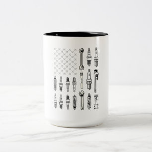 Tasse 2 Couleurs Drapeau américain des Etats-Unis de mécanicien