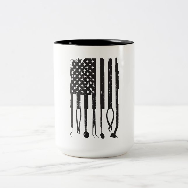 Tasse 2 Couleurs Drapeau américain d'hygiéniste dentaire patriote (Centre)