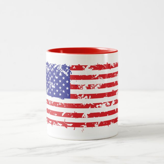 Tasse 2 Couleurs Drapeau américain en détresse (Centre)