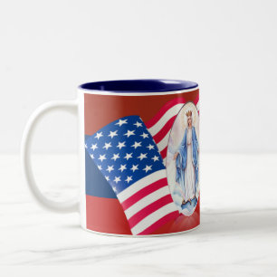 Tasse 2 Couleurs Drapeau américain Vierge Marie