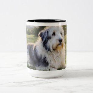 TASSE 2 COULEURS DRAPEAU ANGLAIS MENANT DANS LE CHAMP
