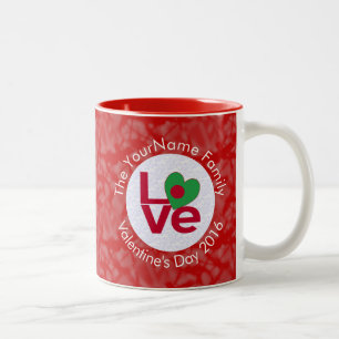 Tasse 2 Couleurs Drapeau bangladais Cœur AMOUR Texte personnalisé